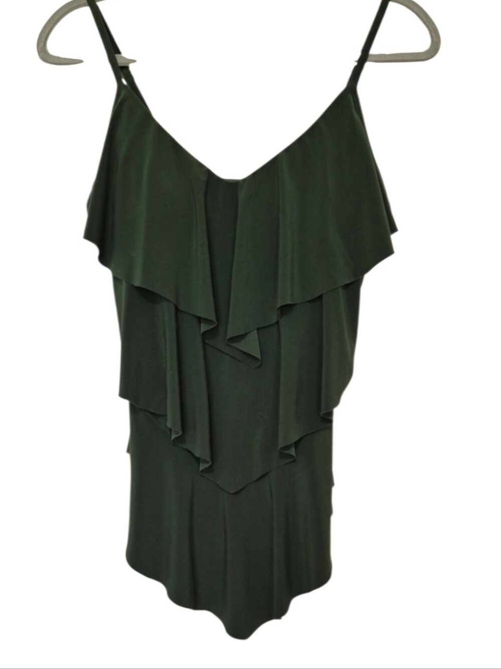 Magicsuit Olive Green Ruffle Tankini Swim Top Size 10 Layered Flounce
